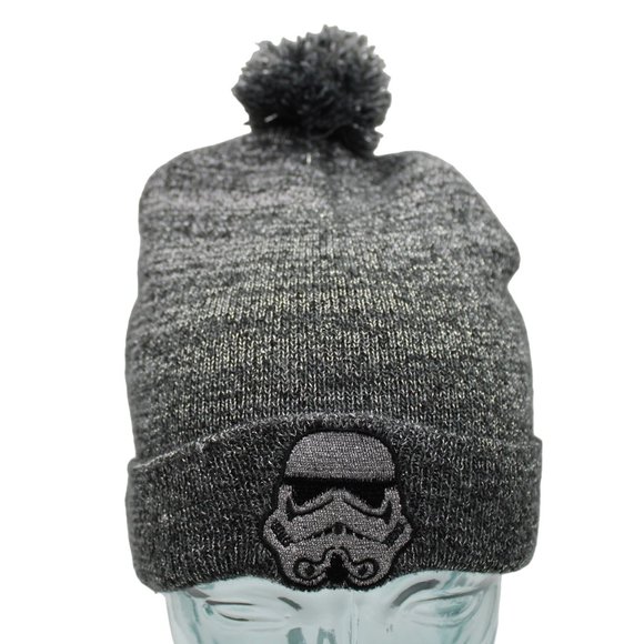 Star Wars Stormtrooper Pom Beanie Winter Hat Skull Cap OSFM Embroidered - Picture 1 of 5